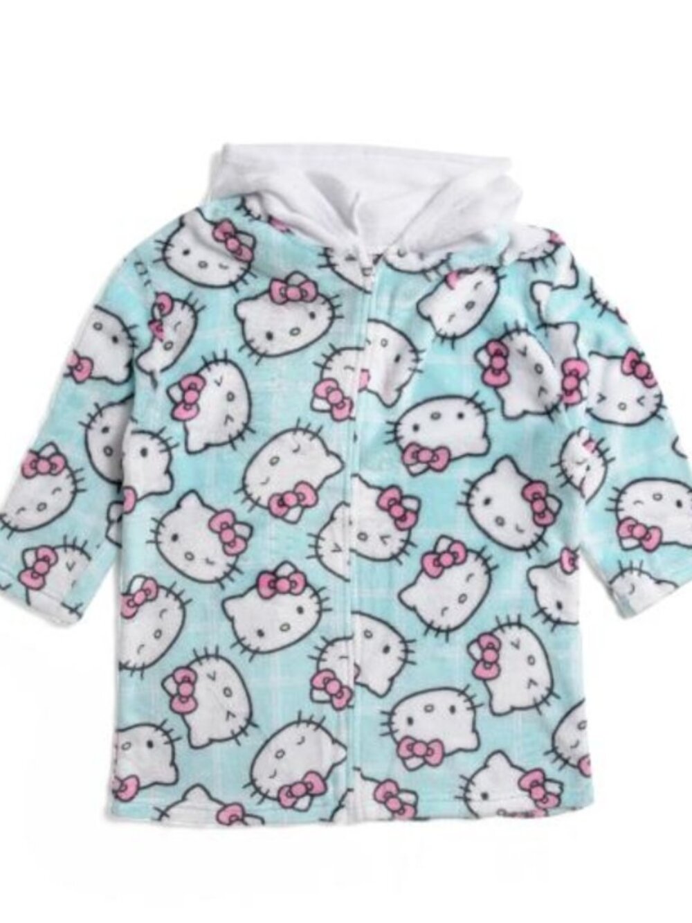 NWT HELLO KITTY Big Girls Velvet Fleece Hooded Robe Size 10 - Picture 2 of 5